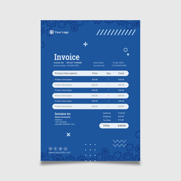 Free Vector | Mechanic Invoice Template