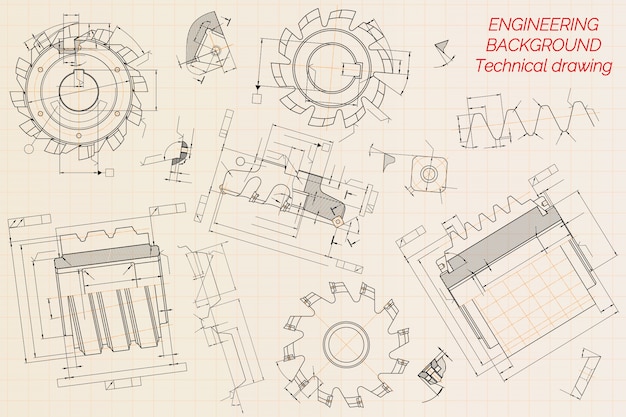 Mechanical engineering drawings Premium Vector