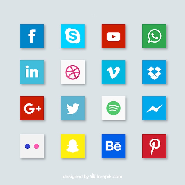 Media icon pack. Flat and squared. Vector | Free Download