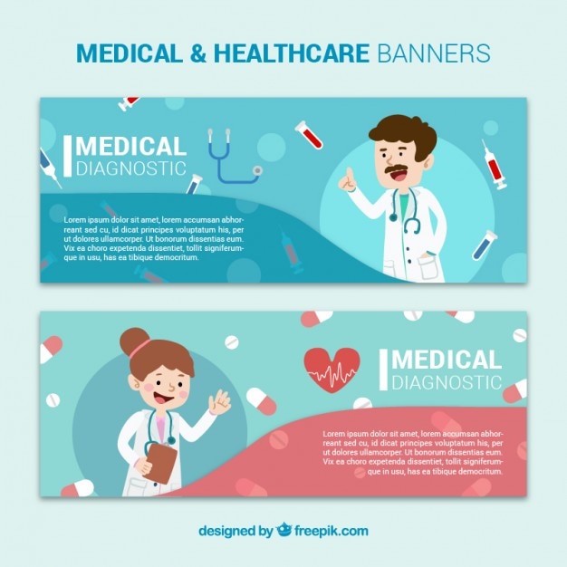 Medical banners with doctors Vector | Premium Download