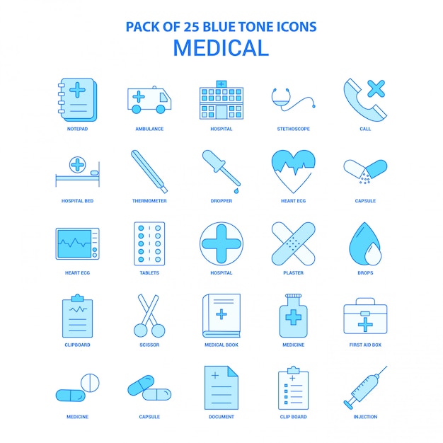 Premium Vector | Medical blue tone icon pack