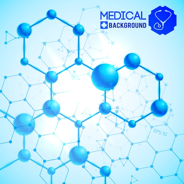 医学と科学のシンボル現実的なイラストとメディカルブルー 無料のベクター