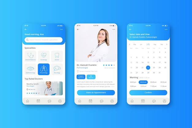 Free Vector Medical Booking App Template