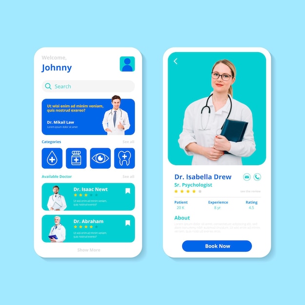 Download Free Free Vector Medical Booking Application Template With Photo Use our free logo maker to create a logo and build your brand. Put your logo on business cards, promotional products, or your website for brand visibility.