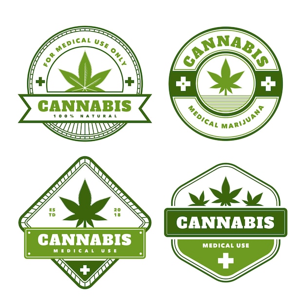 Free Vector | Medical cannabis badges collection