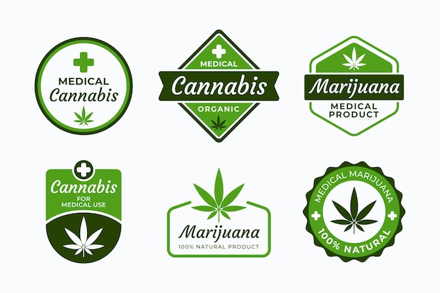 Free Vector | Medical cannabis badges