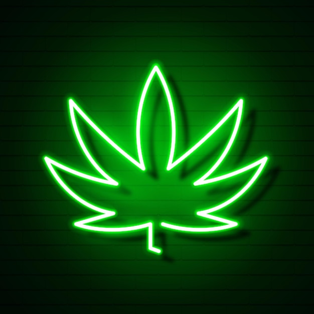 Premium Vector | Medical cannabis logo with marijuana leaf glowing neon ...