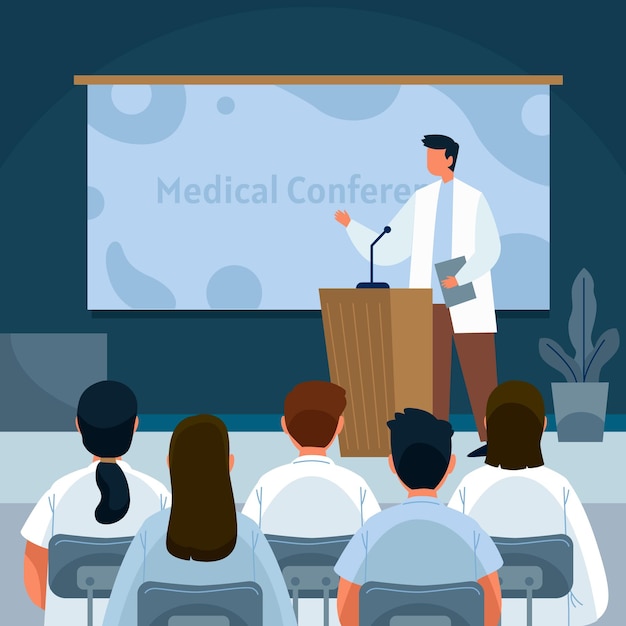 Premium Vector | Medical conference flat design illustration