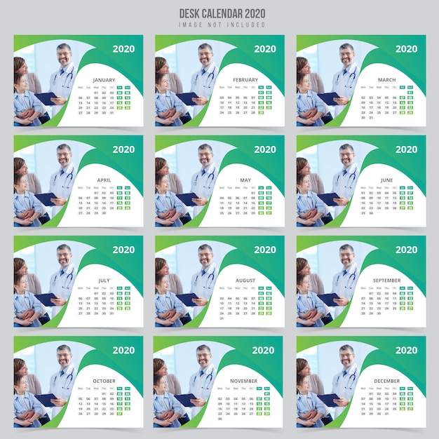Medical desk calendar 2020 template Vector Premium Download