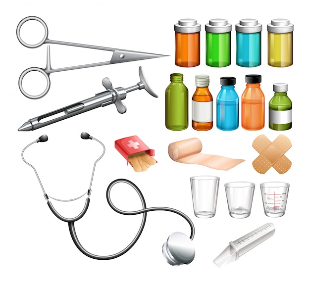 Premium Vector | Medical equipment and container