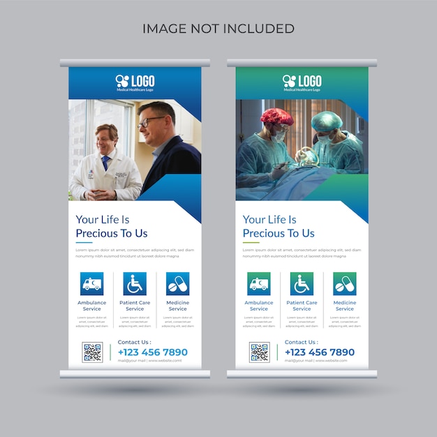 Premium Vector | Medical, healthcare, hospital roll up banner template