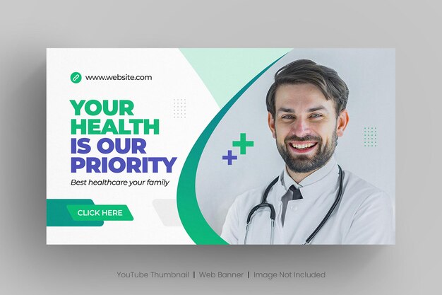 Medical healthcare web banner and youtube thumbnail Premium Vector
