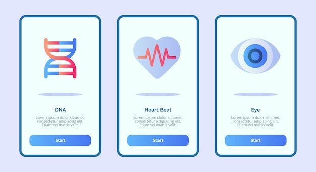 モバイルアプリテンプレートバナーページuiの医療アイコンdnaハートビートアイ プレミアムベクター