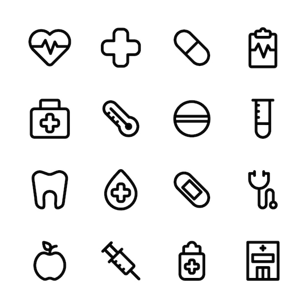 Premium Vector | Medical icon pack, outline icon style