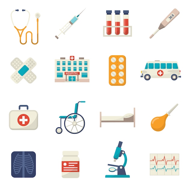 Medical icons flat set Vector | Free Download