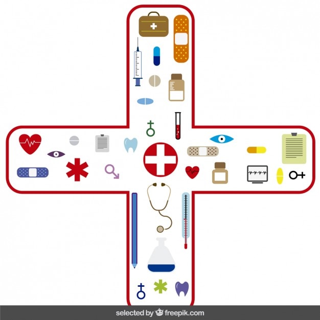 Medical icons in cross