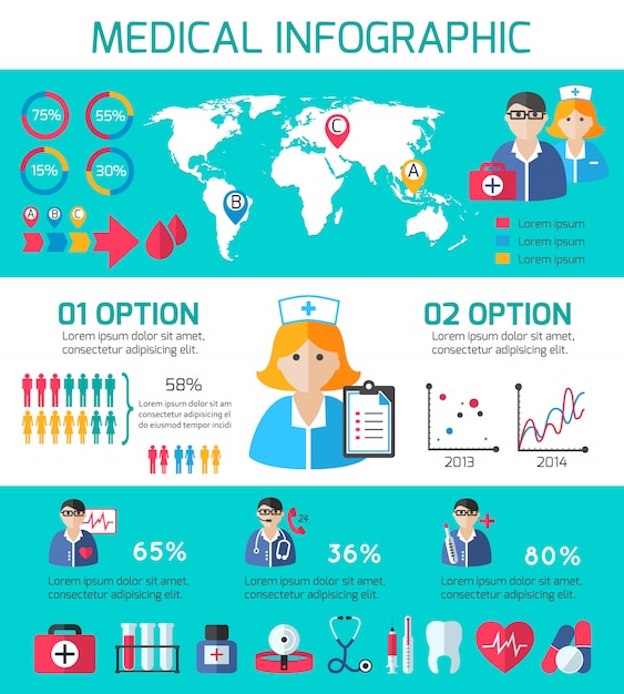 Medical infographic template design Free Vector