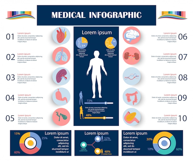 Premium Vector Medical Infographics Human Body With Organs