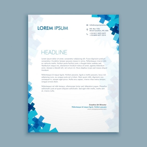 Medical letterhead with blue shapes