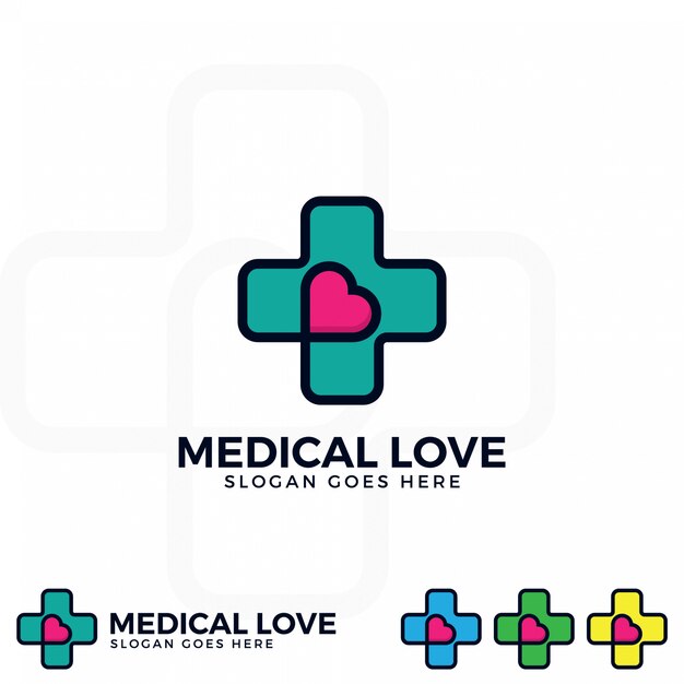 Premium Vector | Medical logo with love icon vector.