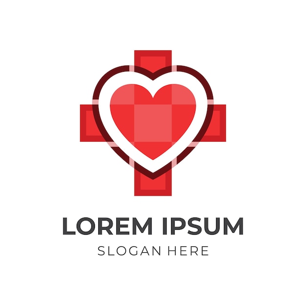 Premium Vector | Medical love design vector, plus and heart logo template