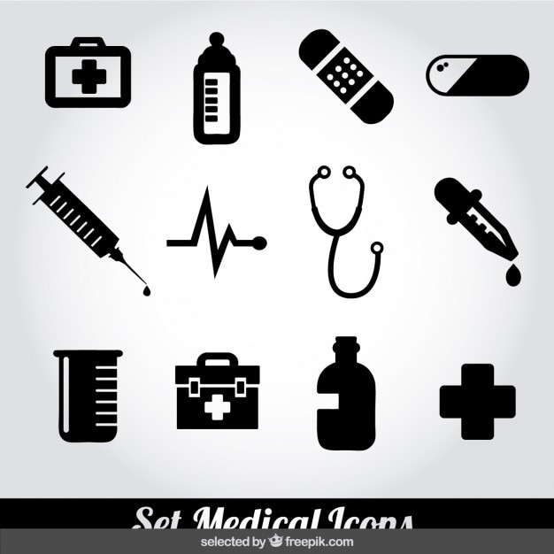 Medical monochrome icons set