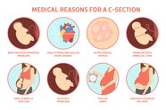 Premium Vector Medical Reasons For Cesarean Delivery Or C section 