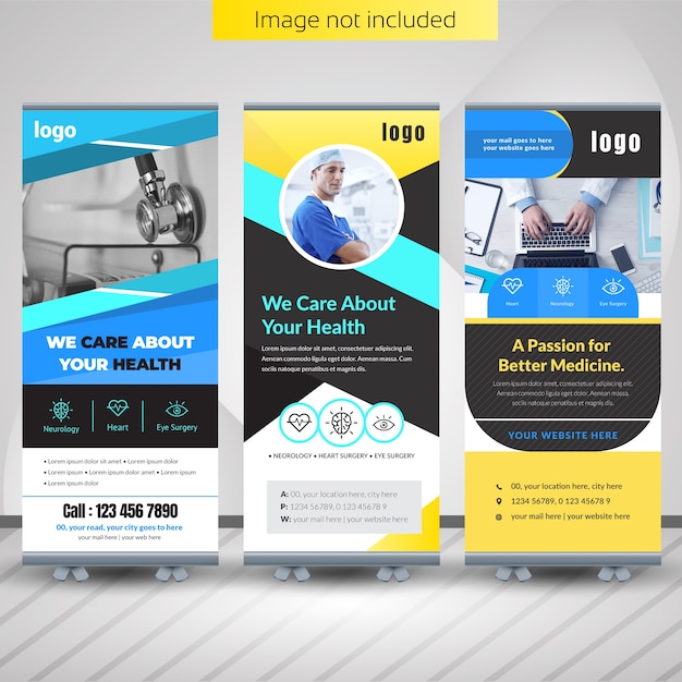 Premium Vector | Medical roll up banner design for hospital