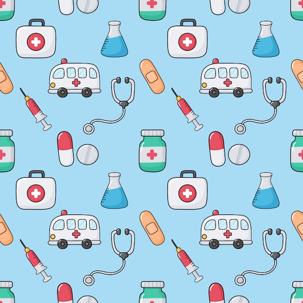 Premium Vector | Medical seamless pattern.