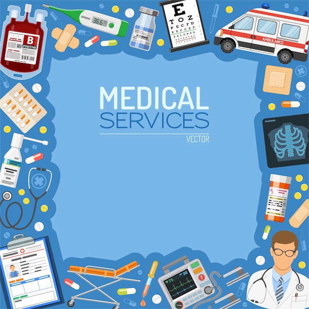 Premium Vector | Medical services banner and frame