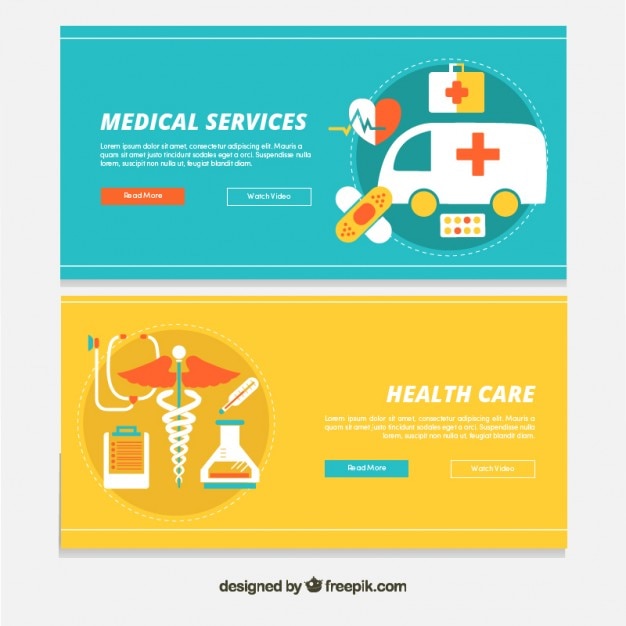 Medical services banners in flat design