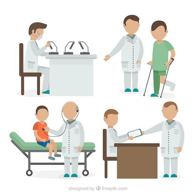 Medical situation collection in flat design Free Vector