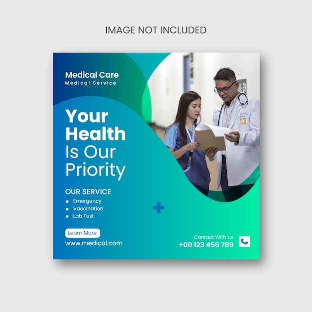 Premium Vector | Medical social media template with vector