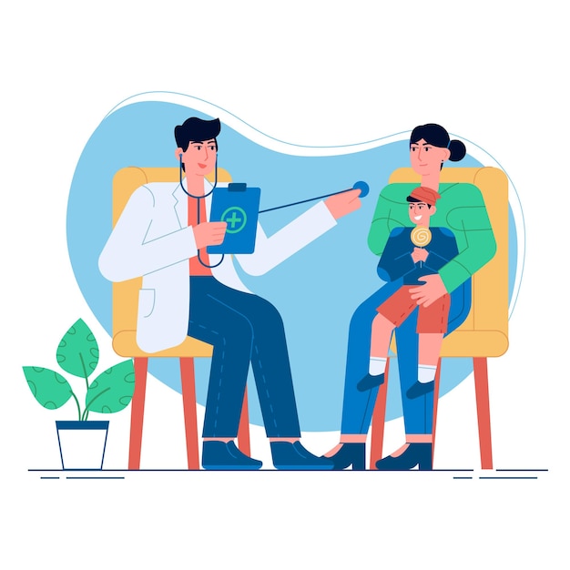 Premium Vector | Medical visiting a pediatrician flat illustration