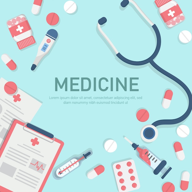 Premium Vector | Medicine elements background in flat style