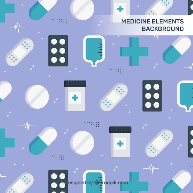 Medicine elements background in flat style Free Vector