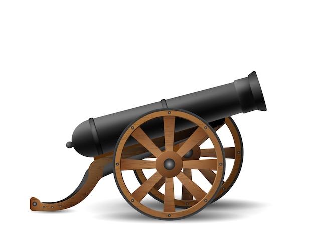 Premium Vector | Medieval Cannon On Wheels