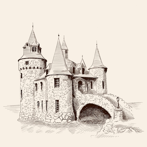 Premium Vector Medieval Castle And Bridge