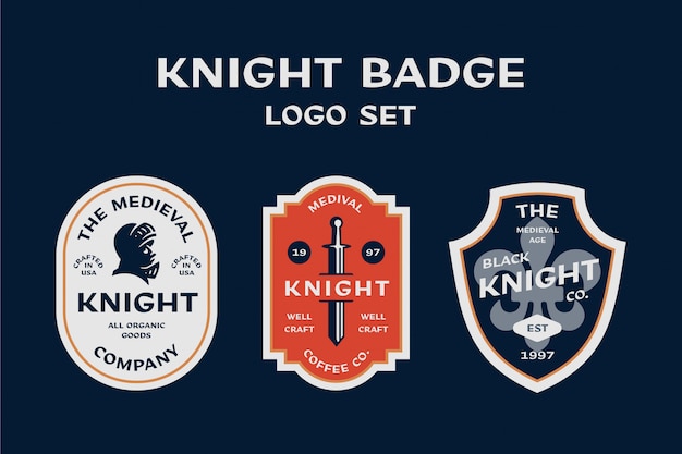 Premium Vector Medieval Knight Badge Logo Set