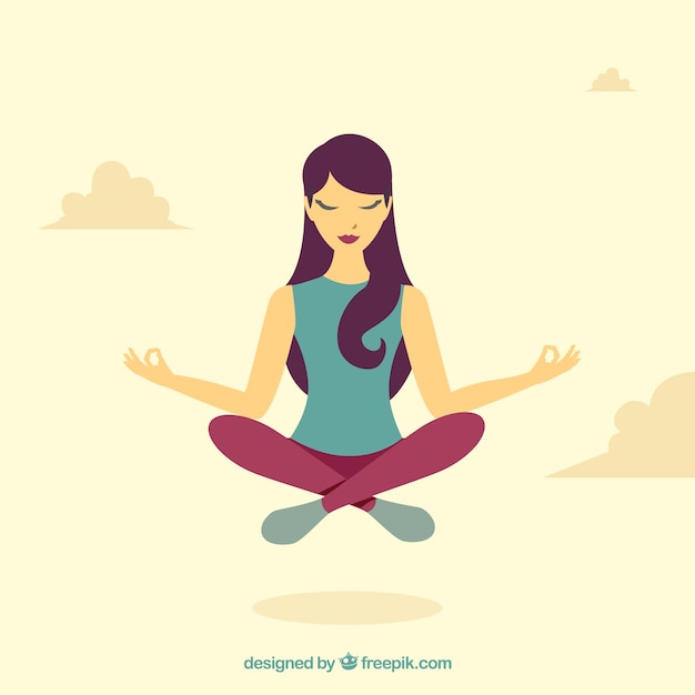Meditating concept with flat design | Free Vector