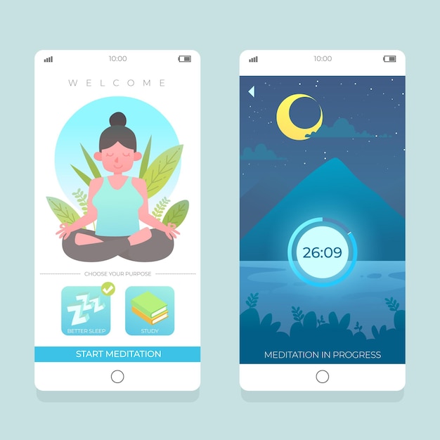 Meditation app interface | Free Vector