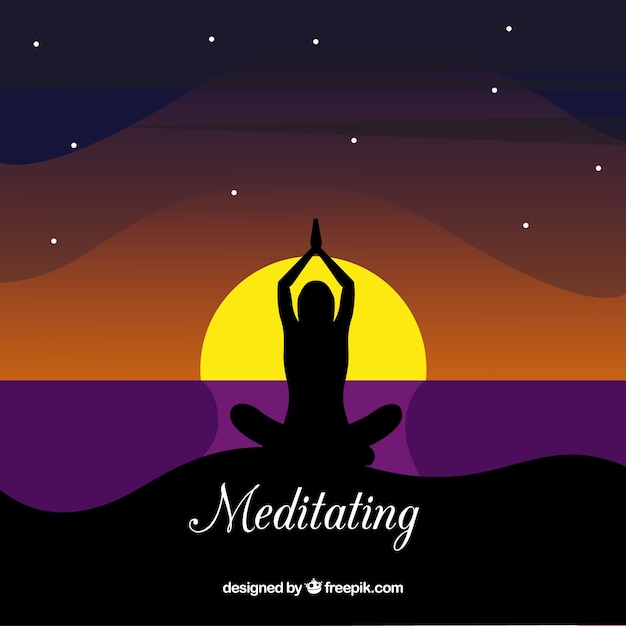 Download Meditation concept with silhouette style | Free Vector