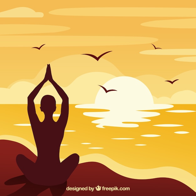 Download Free Vector | Meditation concept with silhouette style