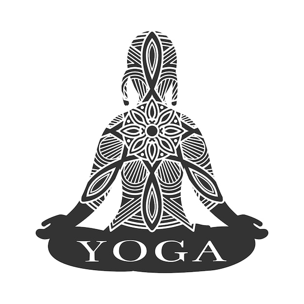 Download Meditation female silhouette. yoga studio logo vector ...