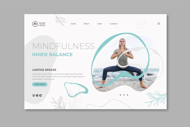 Free Vector Meditation mindfulness landing page template