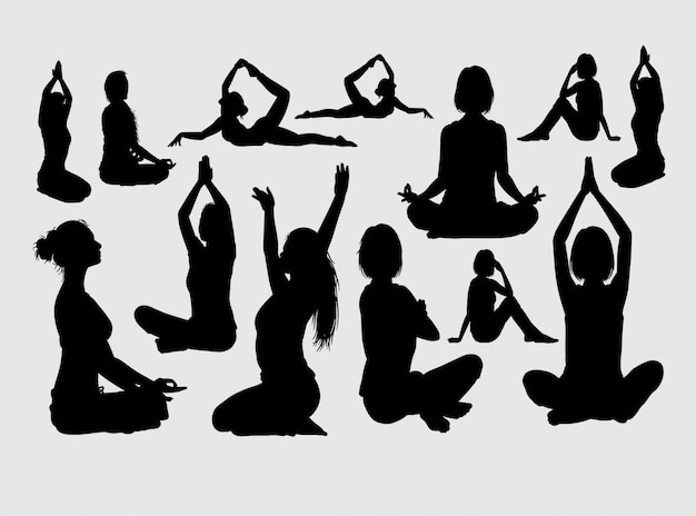 Download Premium Vector | Meditation sport silhouette