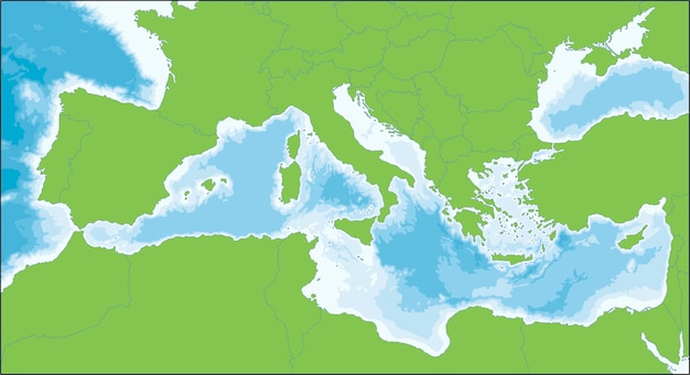 地中海の地図 プレミアムベクター