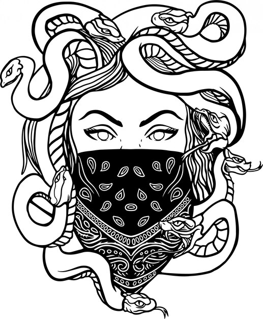 Medusa chicano vector illustration Vector | Premium Download