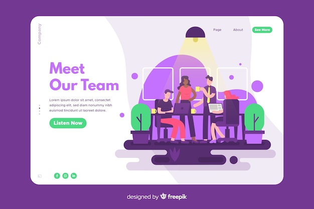 Meet our team concept for landing page Free Vector
