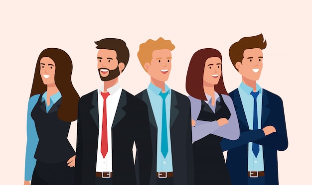 Meeting of business people avatar character Free Vector